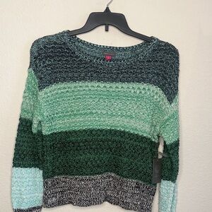 Vince Camuto Textured Striped‎ Sweater in Green and Black